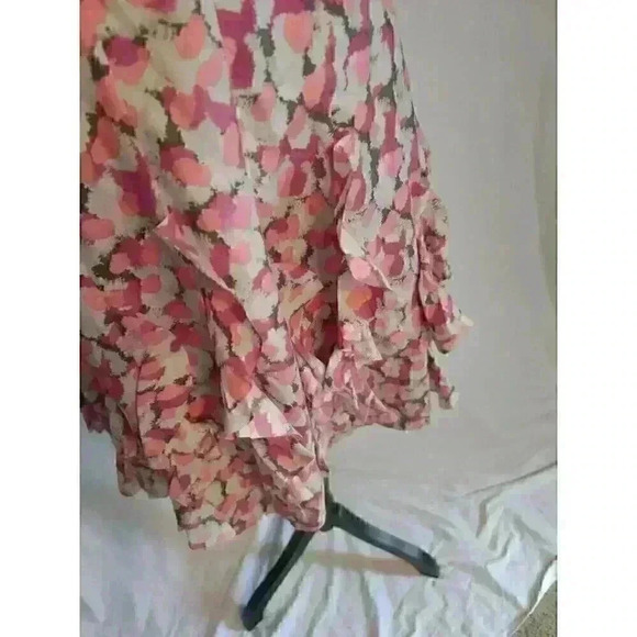 Garnet Hill Skirt size 14 Pink Floral Ruffled Silk Skirt - Picture 3 of 7